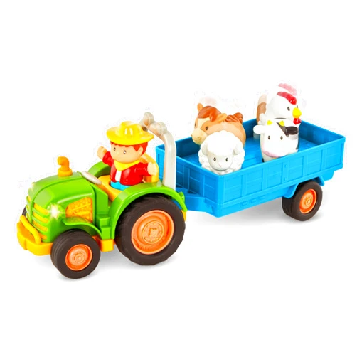 Battat – Farm Toys For Toddlers, Kids – Lights & Sounds Toy Tractor – 7Pc Pretend Play Set – Tractor, Trailer, Farm Animals – 18 Months + – Farming Fun Tractor