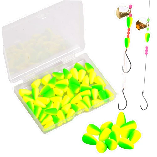 VATEICO Foam Floats Bullet Pompano Rig Surf Fishing Rig Making Kit Snell Floats Pompano Rig Accessories Bottom Rig Parts for Trout Catfish Walleye