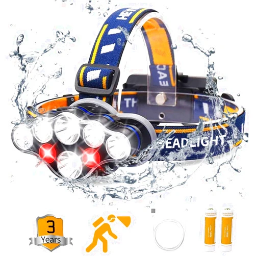Ninghai Country Si Ning Electrical Appliance Factory Gifts for Men,Headlamp, Rechargable Headlamp Flashlight 8 LED 20 modes Headlight with White Red Lights Waterproof HeadLamps for Adults Camping Hunting Running Fishing Outdoors Hard Hat Work