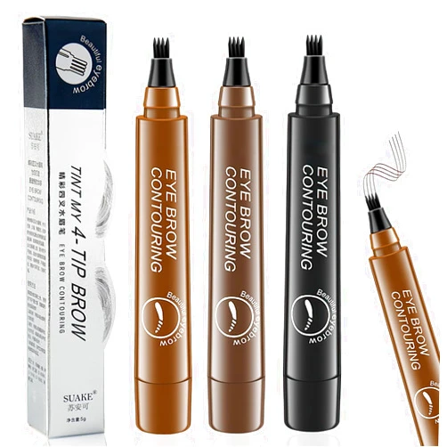 WEISPO 3pcs Suake Eyebrow Contouring Pen, SUAKE Eyebrow Pen, Suake Magical Precise Waterproof Brow Pen, Easy To Shape, Waterproof and Smudge-Proof Creates Natural(Natural black/dark brown/Light Brown)