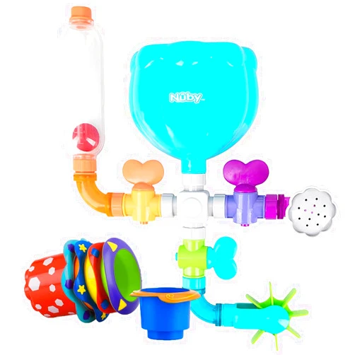 Nuby Splish Splash Cups and Wacky Waterworks Pipes Bath Toys