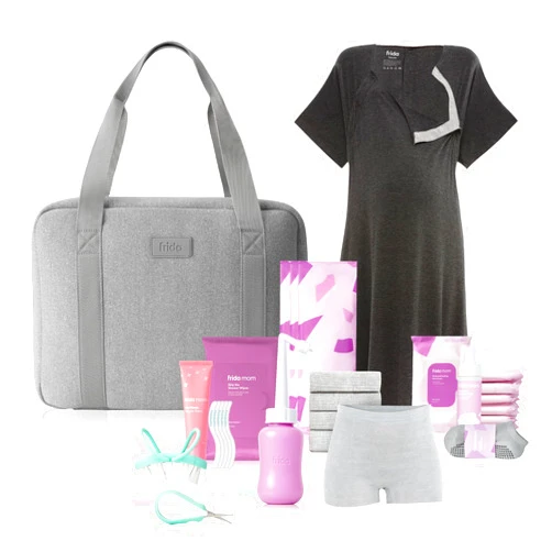 Frida Mom Pre-Packed Hospital Bag Essentials for Labor and Delivery, Postpartum Essentials for Recovery and Baby (30pc Gift Set)