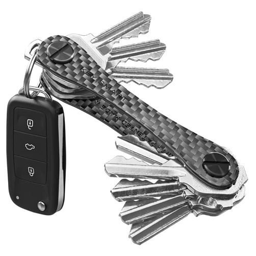 KEY SMART KeySmart Original Key Holder - Compact Key Organizer for Key Chain, Minimalist Clutter-Free EDC Keychains Key Ring, Carbon Fiber 3k, 14 Keys
