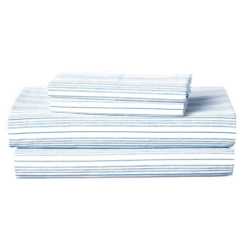 Nautica - Queen Sheet Set, Cotton Percale Bedding Set, Crisp & Cool, Lightweight & Breathable (Beaux Stripe Navy,4pcs, Queen)