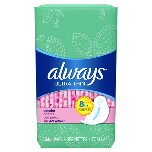 Always Ultra Thin Feminine Pads for Women, Slender FlexiWings, 36 Count