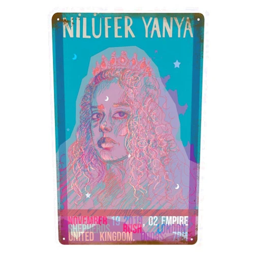 BIUUOP Nilufer Yanya Poster Metal Tin Sign Poster 8”×12” Painting Sign Funny Wall Vintage Art Decor Retro Plaque For Home Bar Pub Club Cafe Decoration