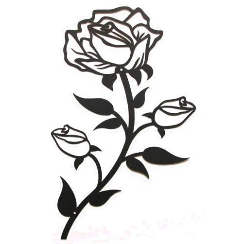 ESTART Black Metal Rose Flower Wall Decor for Bathroom,15“H Metal Cute Floral Wall Art Valentine's Day Ornament Wall Sculptures for Home Living Room Bedroom Kitchen Restroom Office (1 Piece)
