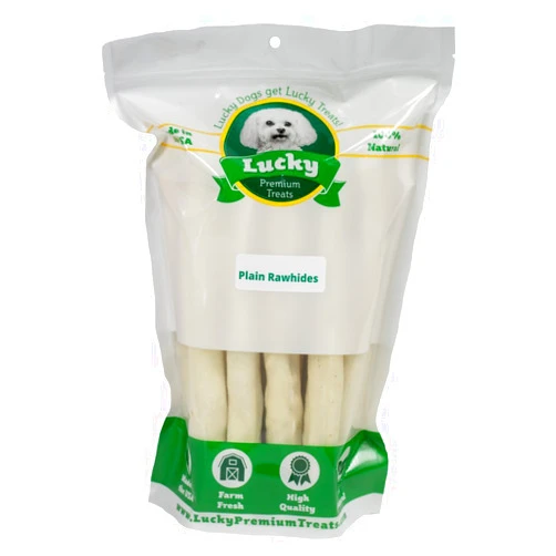 Lucky Premium Treats Plain Retriever Rawhide Sticks – All-Natural Rawhide Dog Treats for Large Dogs, Gluten Free Premium Large Dog Treats (10 Chews)