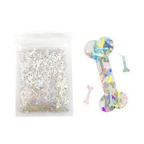 PrettyG 10 Grams/Pack - Sliver 12mm Big Bones Holographi Glitter - Festival Rave Beauty Makeup Face Body Nail Art Decoration LB100