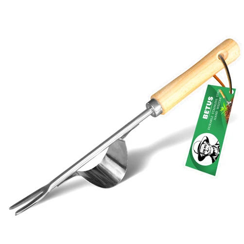Betus Manual Hand Weeder - Bend-Proof Leverage Base for Super Easy Weed Removal & Deeper Digging - Sturdy Chrome Plated Steel - Compact Garden Weed Puller Tool for Yard Lawn and Farm