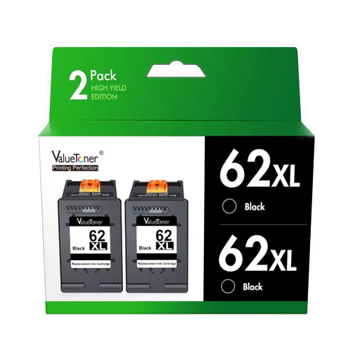 Valuetoner Remanufactured 62XL Ink Cartridges Black Replacement for HP Ink 62 62XL High Yield for Envy 5540 5640 5660 7644 7640 7645 OfficeJet 5740 8040 OfficeJet 200 250 Series Printer (2-Pack Black)