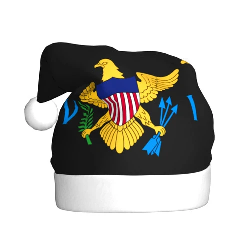 DWWKWJ Us Virgin Islands Flag Christmas Hat Xmas Holiday Party Hat Santa Hat For Xmas New Year Party Headwear