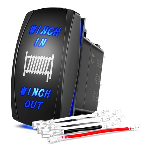 Nilight 90005B Momentary Laser Rocker Switch 7Pin Winch in Winch Wiring Harness Kit 20A/12V 10A/24V Switch Jumper Wires Set
