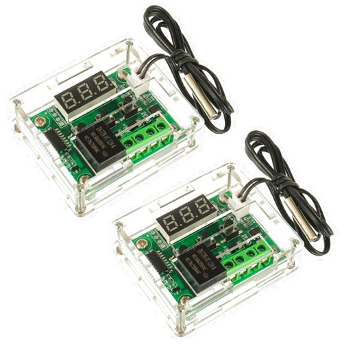 HUAREW W1209 12V DC Digital Temperature Controller Board Micro Digital Thermostat -50-110°C Electronic Temperature Temp Control Module Switch with Waterproof Case（2PCS）