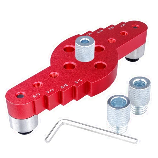 Mesee Vertical Pocket Hole Drilling Jig, 2-In-1 Woodworking Dowelling Jig Locator with Scriber Wood Dowel Drill Guide Puncher Positioner Tools for Self Centering Straight Punching Hole