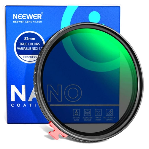 NEEWER 82mm True Colors Variable ND Filter ND2-32 (1-5 Stops) Limited Neutral Density Filter with Putter, Multi Coated HD Optical Glass/No X Cross/Aluminum Frame/Water/Scratch/Fingerprint Resistant