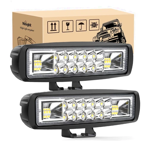 Nilight LED Pods 2PCS 6 Inch 60W Flood Spot Beam Combo Light Bar Driving Fog Off Road Lighting 12V 24V for Trucks UTV ATV Marine Boat Golf Cart Trailer