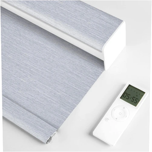 Kerxwerd Motorized Roller Blind with Remote, 100% Blackout Electric Window Shades Customized, Automatic Rechargeable Smart Blinds, Compatible with Alexa Google (Striped Grey)