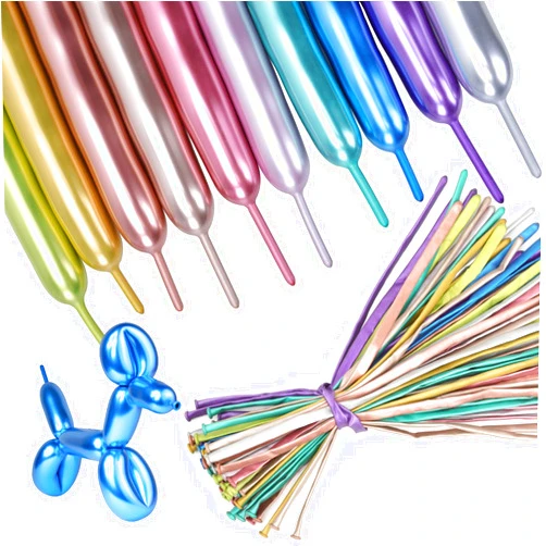 Rubfac 100pcs Metallic 260 Balloons, Latex & Metal, 10 Colors, Animal Shapes, Party Decorations
