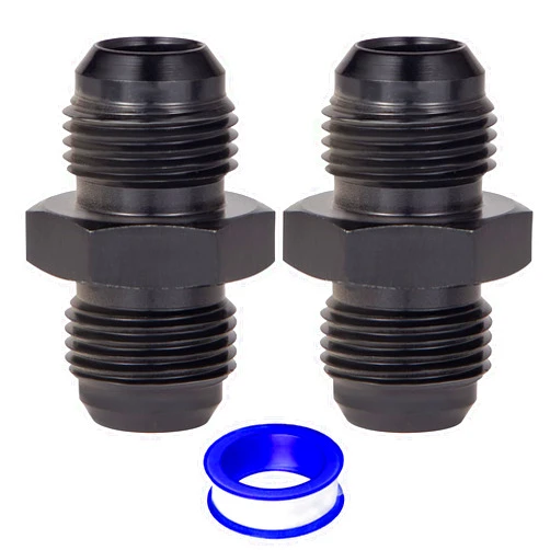 Breezliy 2PCS 10AN to 10AN Male Flare Coupler Union Straight Fuel Hose Adapter Fitting Black 6an fuel line fitting for Fuel line repair