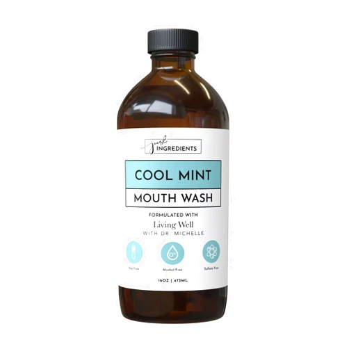 Living Well with Dr. Michelle Cool Mint Remineralizing Mouthwash | Hydroxyapatite & Colloidal Silver Formula | Alcohol-Free | Fluoride-Free Mouth Rinse