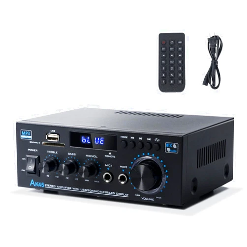 NEOHIPO Bluetooth Stereo Receiver &Home Audio Amplifier, 300Wx2 2-Channel for Home Theater & Bookshelf Speakers, w/FM Radio Karaoke, w/USB/SD/RCA/MIC/FM in, with Remote Control, for Garage Bar Party