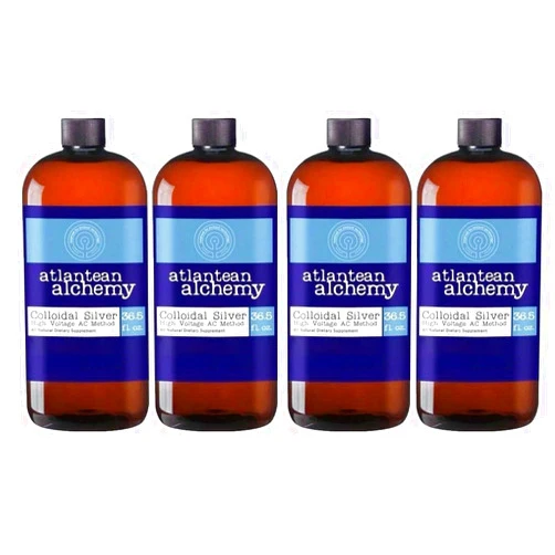 AOCSSS Colloidal Silver 4-36.5 Bottles 100ppm Atlantean Alchemy
