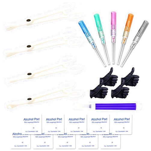 Combofix 22pcs Mixed Body Piercing Kit - Combofix IV Catheter Piercing Needles Disposable Hollow Body with 14G, 16G, 18G, 20G, 22G and 4 Disposable Piercing Clamps for Nose Belly Navel Nipple Piercing Supply