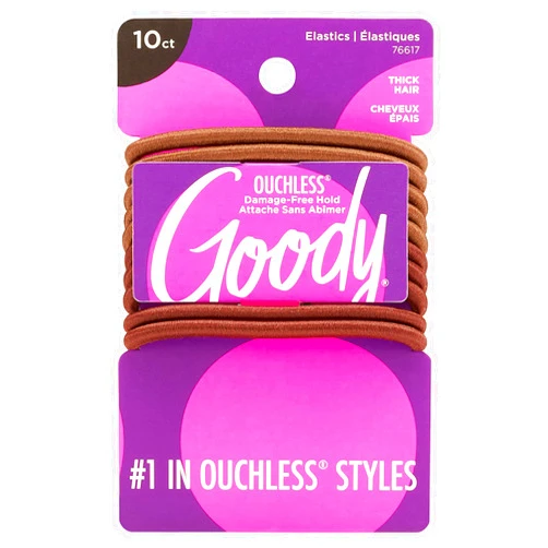 Goody Nonslip Womens Elastic Hair Tie - 10 Count, Colour Collection, Brunette - 4MM for Medium Hair- Ouchless Pain-Free Hair Accessories for Women Perfect for Long Lasting Braids, Ponytails and More