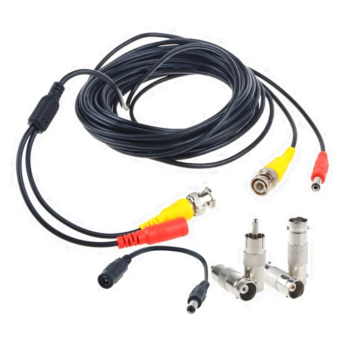 Flashmen 25ft 1 Pack BNC Video Power Cable Security Camera Wire Cord for CCTV DVR Surveillance System One Cable with 2X BNC to RCA connectors 2X BNC to BNC connectors 1x DC plug adapter