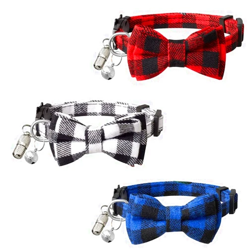AmericFengBao 3 Pack English Style Cat Collars with Bow Tie、Pendant and Bell,Personalized Breakaway Kitten Collar for Girl Boy Cats,Adjustable 7-12inch,Cute for Kitty Kitten Adult Cats,Pet Supplies(Small)