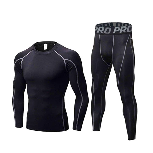 LNFINTDO Mens Workout Compression Set Long Sleeve Shirt and Pants Thermal Underwear Winter Warm Athletic Base Layer