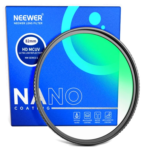 NEEWER 82mm Ultra Low Reflectivity UV Lens Filter, UV Protection Filter with Multi Resistant Coating, HD High Transmittance Optical Glass, Ultra Slim Aluminum Frame, Water/Scratch/Oil Resistant