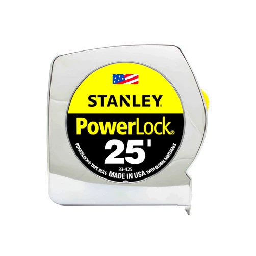 Stanley 33425 Powerlock II Power Return Rule, 1-Inch x 25ft, Chrome/Yellow