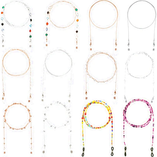 Weewooday 12 Pieces Eyeglasses Chains Beaded Sunglasses Strap Holder Elegant Necklace Holder Chain for Women