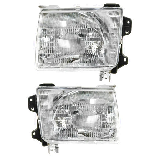 TRQ Driver & Passenger Side Headlight Assembly Set Headlights Driver & Passenger Side Compatible with 1998-2000 Nissan Frontier 2000-2001 Xterra NI2502121 NI2503121