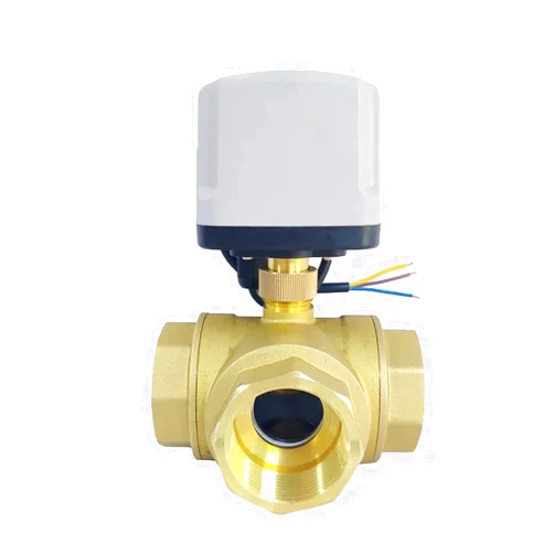 AIDUIXAP Electric Ball Valve Brass Three-Way T Type Three-Wire Two-control Three-Wire One-control 220V 24V 12V Motorized 1Pcs(1/2