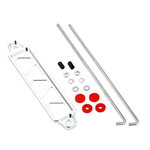 Mtsooning Battery Hold Down Bracket,Aluminum Alloy Silver Battery Tie Down Mount Bracket Kit with 10in J Bolts,Universal Battery Tray for Car Battery Mount Bracket Hold Lock Accessories