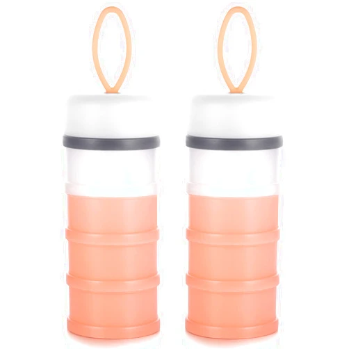 Accmor 2pcs Formula Dispenser On The Go, Stackable Portable Formula Container to Go, Non-Spill BPA Free Milk Powder Baby & Kids Snack Containers, Pink
