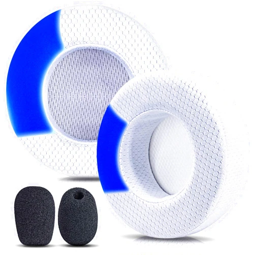TRANSTEK Virtuoso XT Thicker Upgrade Cooling Gel Earpads - Compatible with Virtuoso RGB Wireless/Virtuoso SE/Virtuoso XT I Replacement Ear Cushion with Microphone Foam (White Breathable Mesh)