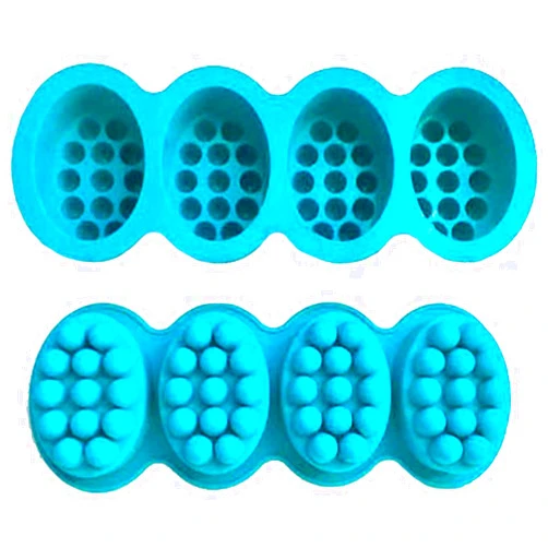 Mose Cafolo 2 pcs 3D Massage Bar Soap Molds 4 Cavities 4.5oz Silicone Soap Molds for DIY Soap Making, Chocolate, Polymer Clay, Ice Tray Hair Scalp(Nonstick & BPA Free)