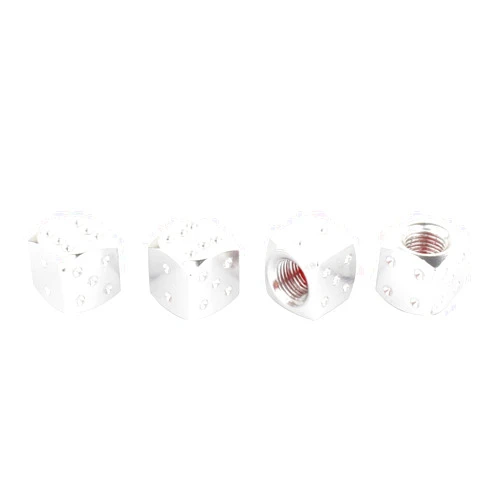 TOMALL Tyre Air Valve Dustproof Caps,Dice Style Tire Valve Stem Caps for Auto MOTO Bicycle Aluminum Alloy Silver 4pcs