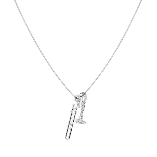 Spinningdaisy Crystal Trombone Musical Instrument Necklace