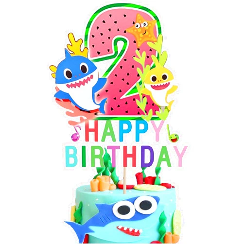 Wajjioe Shark Birthday 2nd Cake Topper, for Baby Birthday Cake Topper Baby Shower Cartoon Theme, 2nd Birthday Cake Decorations Party Supplies(2nd)