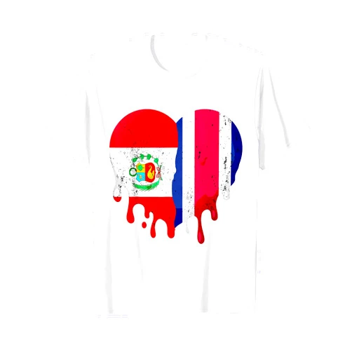 Peruvian Costa Rican Roots Hispanic Heritage Month Peru Costa Rica Flag Heart Citizen Grown Patriot Country T-Shirt