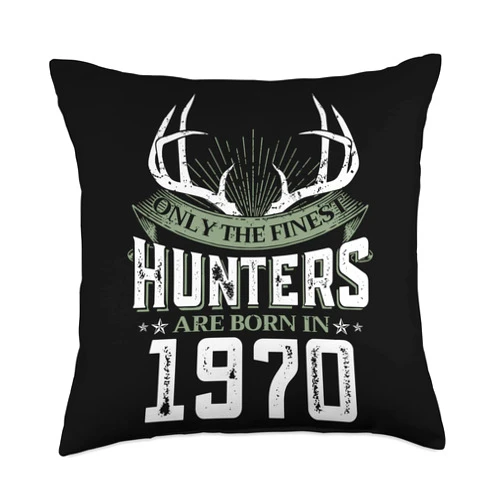 Finest Hunting Birthday Party Hunting Theme Co. 53th Birthday Deer Hunter Tee Born in 1970 53 Year Old Throw Pillow, 18x18, Multicolor