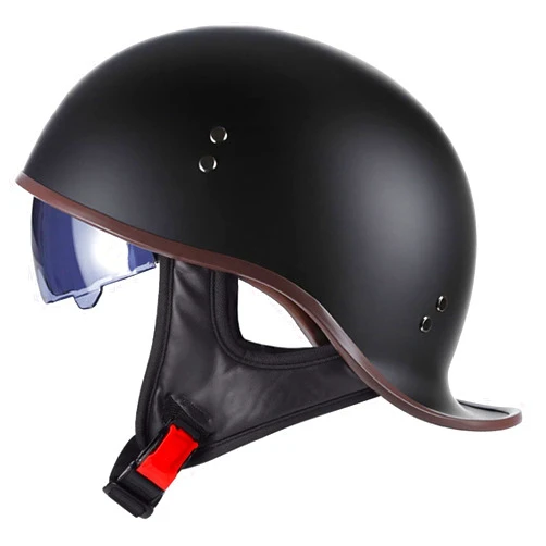 FVCNGP Motorcycle Retro Half Helmet DOT Approved Adult Men Women Vintage German Style Half Face Skull Cap Helmets for Scooter Moped Cruiser Chopper ATV Motorbike Baseball Cap with Visor Goggles