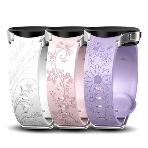 GGKING 3 Pack No Gap Floral Engraved Bands Compatible with Samsung Galaxy Watch 7 FE 6 5 4 40mm 44mm/ Watch 5 Pro 45mm/Galaxy Watch 6 4 Classic 47mm 43mm 46mm 42mm, 20mm Soft Silicone Watch Strap for Women