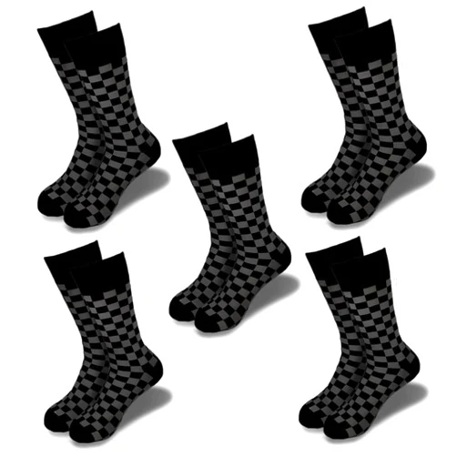 SNSE 5PK Fashion Men's novelty Socks Checker board crew Socks, - Skateboard Socks (Shoe Size 6-12)
