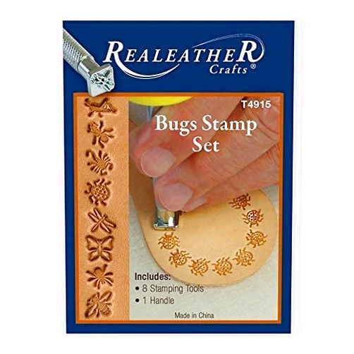 Realeather Leather Stamps Tool Set for Leather Crafting, 8 Stamp Heads, Bugs